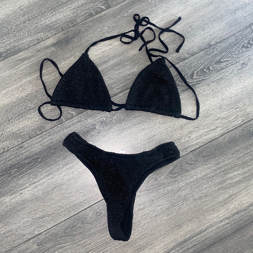 Sparkly black 2 pc bathing suit